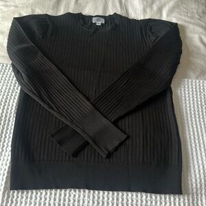 YAL black ripped sweater with puffy shoulders!